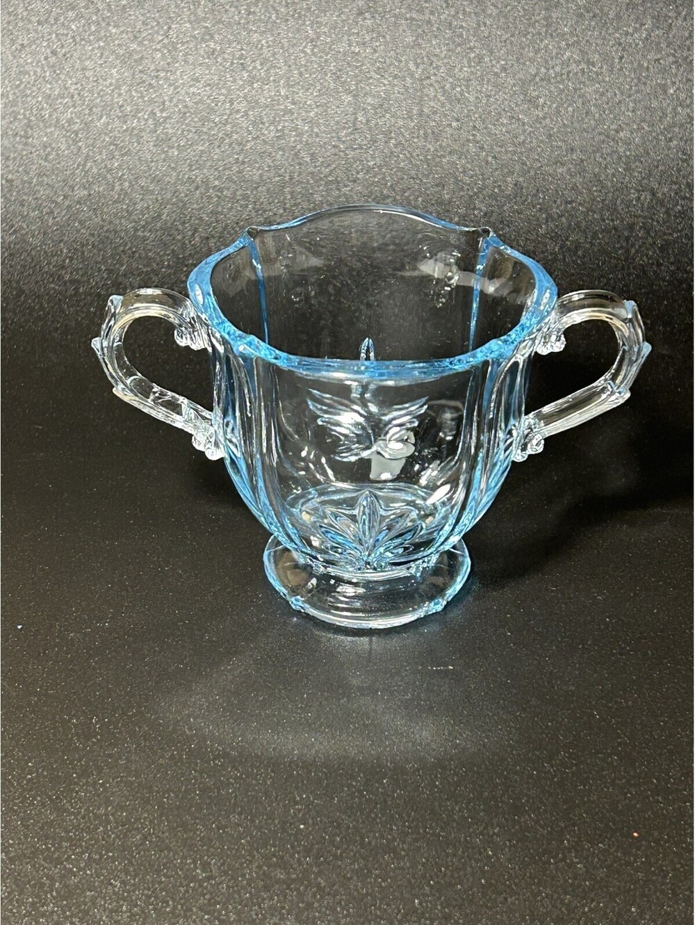Vintage Fostoria "Baroque" Azure Blue Open Sugar Bowl 1940’s EUC
